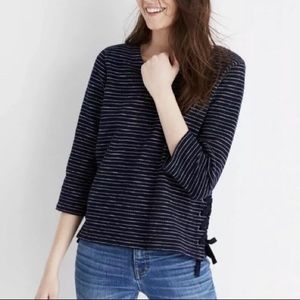 🌸4 for $20 Madewell Navy & White Striped Cotton Side-Lace Top